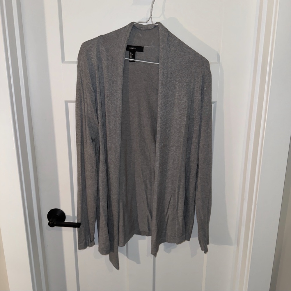 Forever 21 Grey Open Front Cardigan